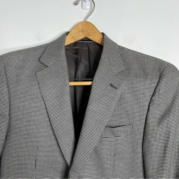 Ralph Lauren Houndstooth 2-Button Silk/Wool Blend Blazer Jacket Size 38R classic